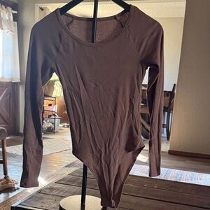 Women's Brown Long Sleeve Bodysuit